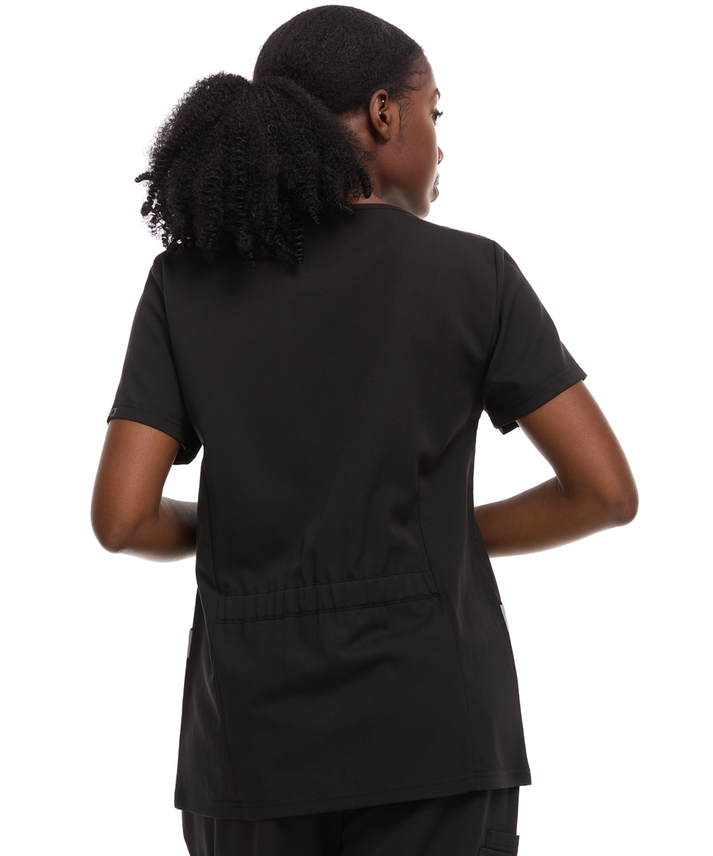 Contrast Mock Wrap Fashion Scrub Top -ET2004