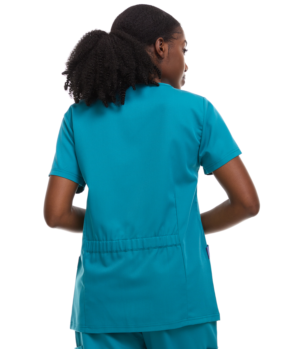 Contrast Mock Wrap Fashion Scrub Top -ET2004