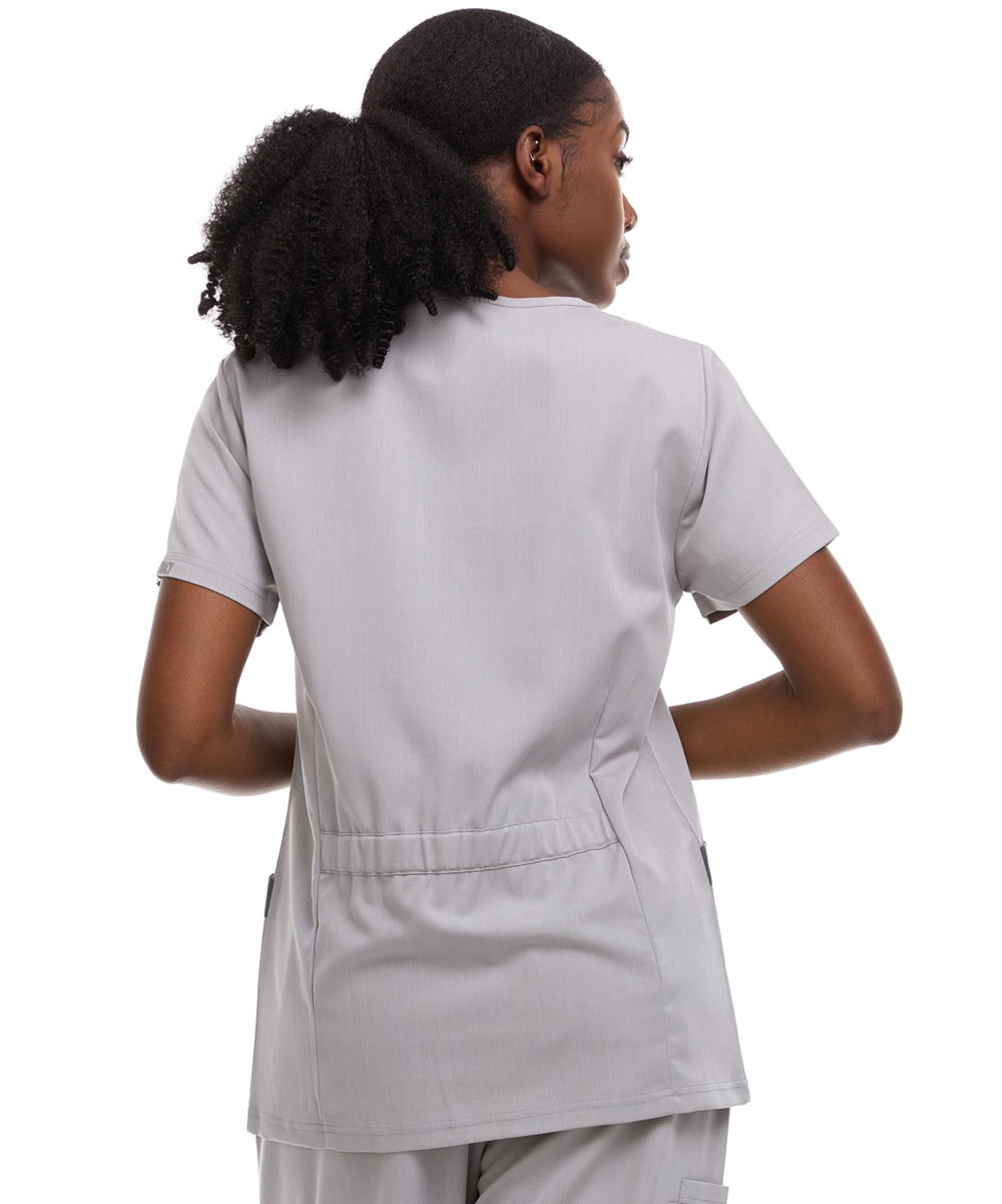 Contrast Mock Wrap Fashion Scrub Top -ET2004