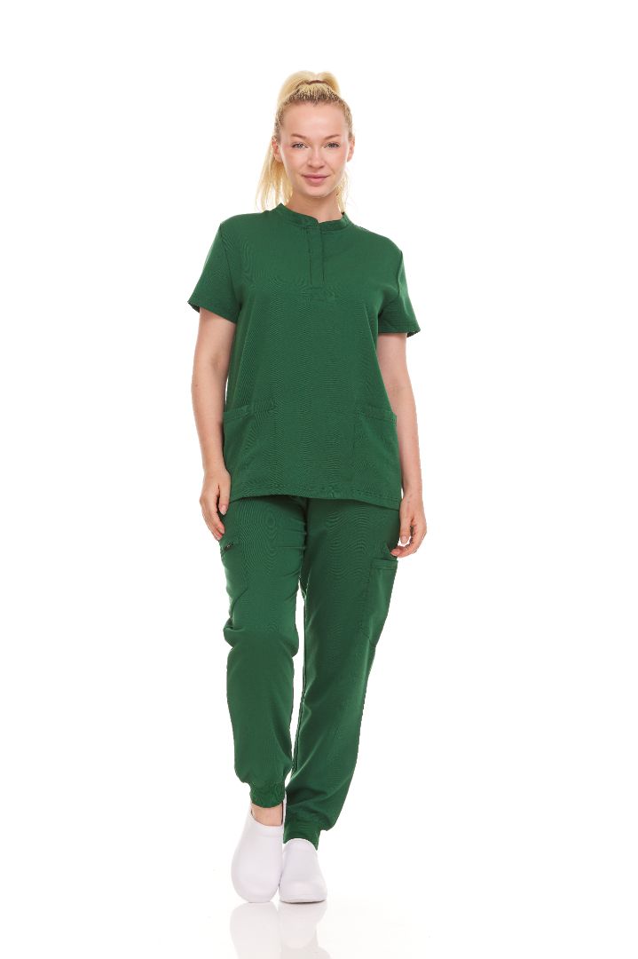 Ellen Tracy Mandarin Collar Scrub Top ET2001