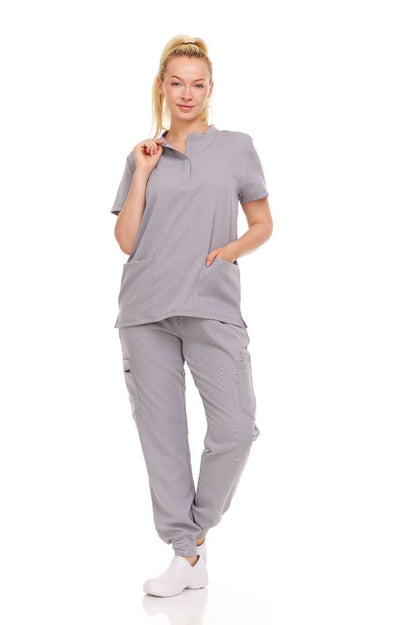 Ellen Tracy Mandarin Collar Scrub Top ET2001