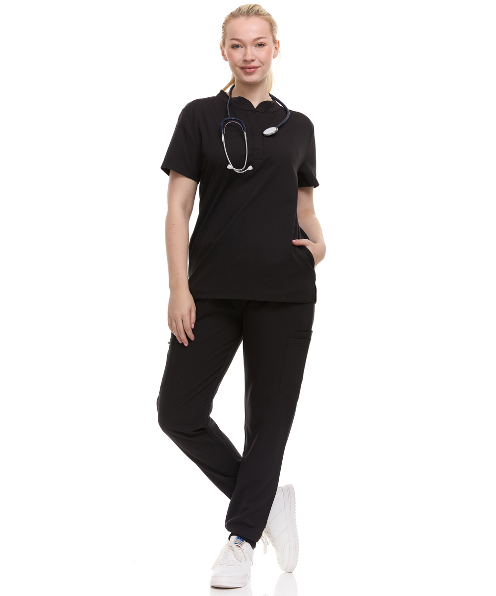 Ellen Tracy Mandarin Collar Scrub Top ET2001