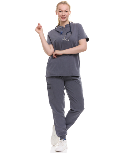 Ellen Tracy Mandarin Collar Scrub Top ET2001