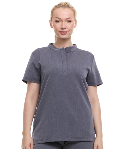 Ellen Tracy Mandarin Collar Scrub Top ET2001