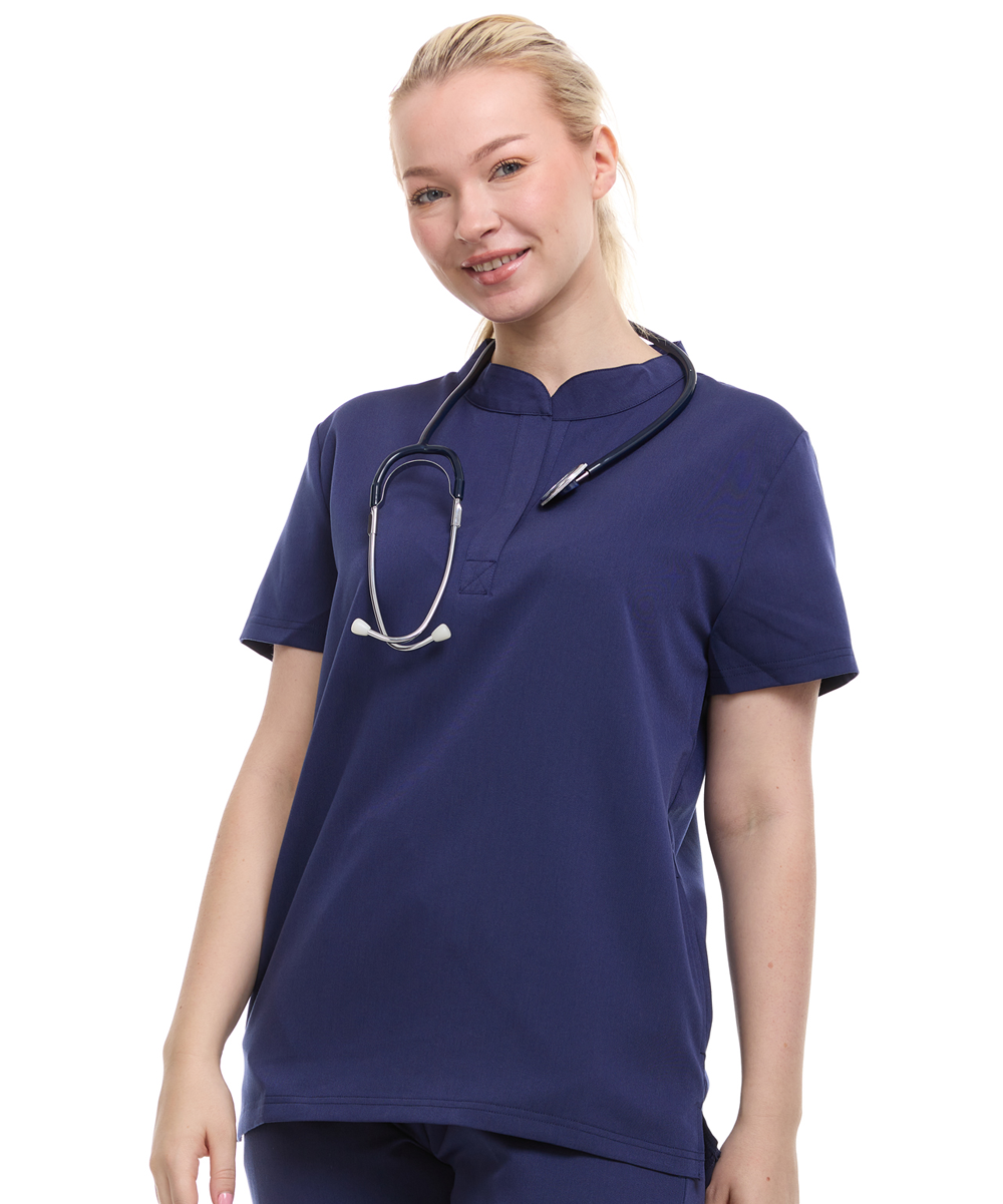 Ellen Tracy Mandarin Collar Scrub Top ET2001