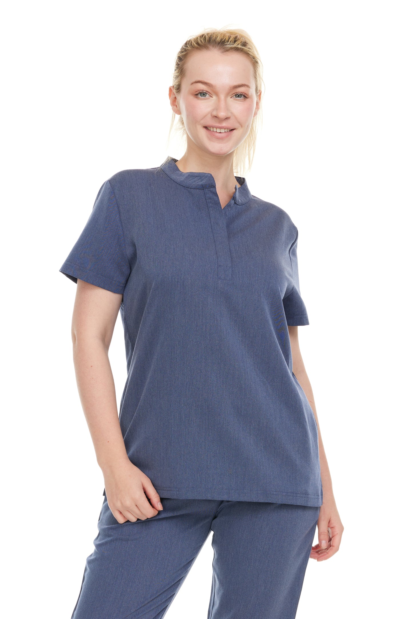 Ellen Tracy Mandarin Collar Scrub Top ET2001