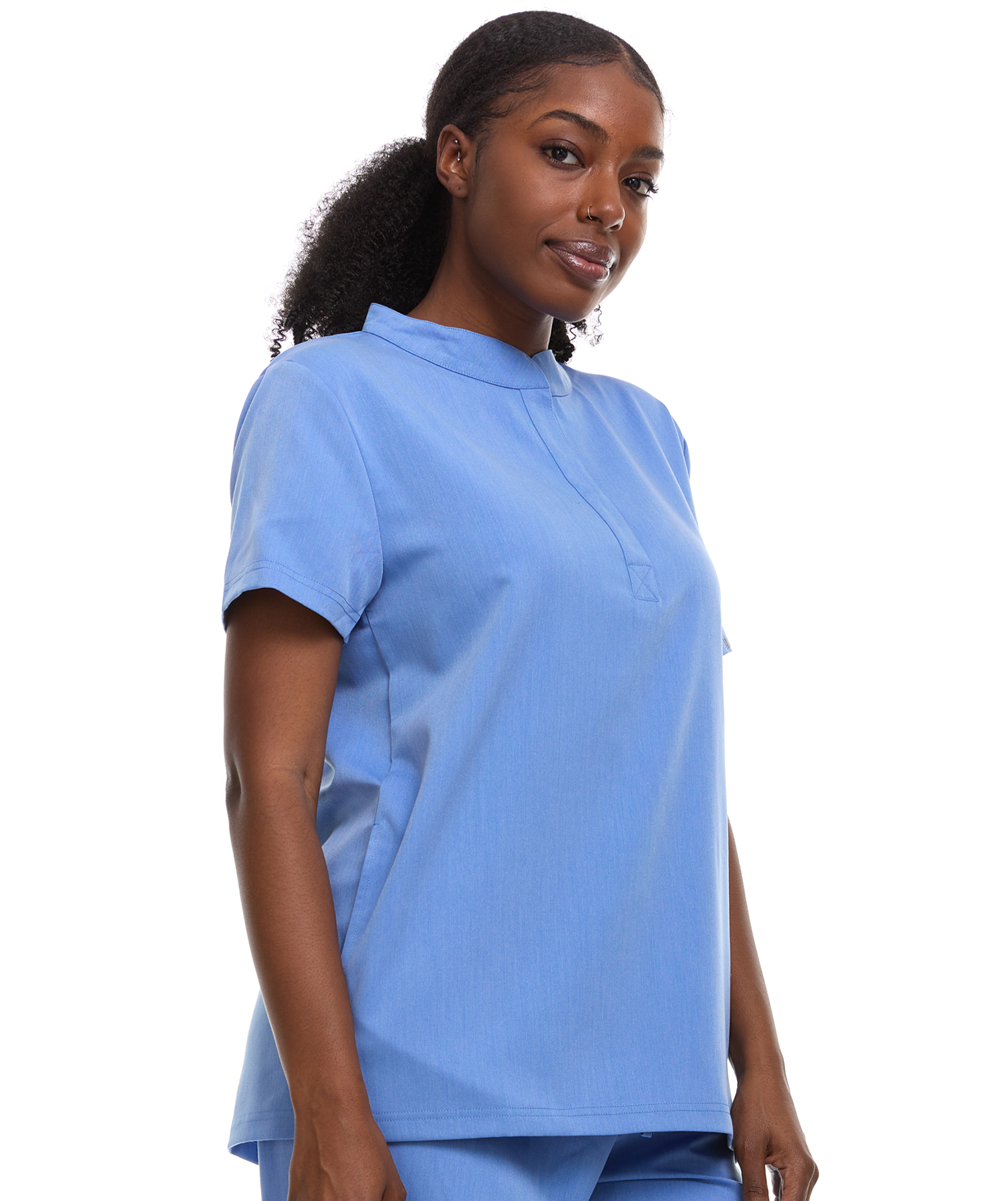 Ellen Tracy Mandarin Collar Scrub Top ET2001