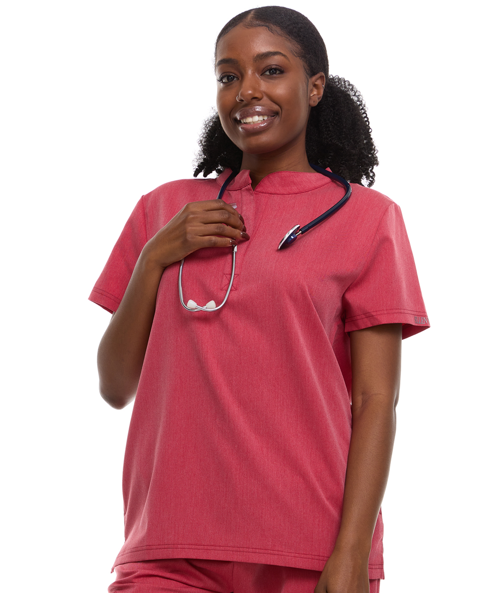 Ellen Tracy Mandarin Collar Scrub Top ET2001