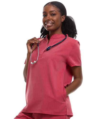 Ellen Tracy Mandarin Collar Scrub Top ET2001