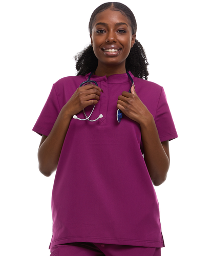 Ellen Tracy Mandarin Collar Scrub Top ET2001