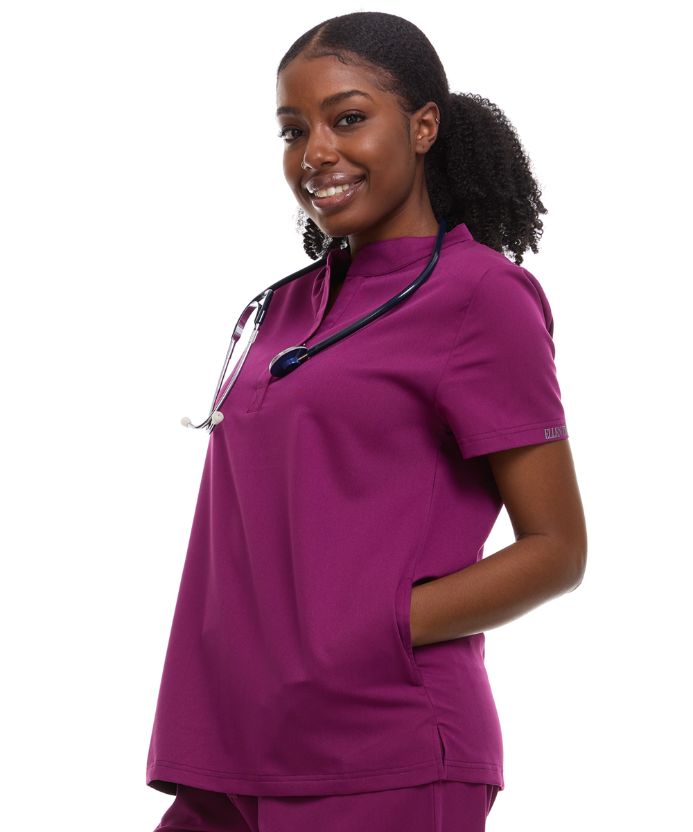 Ellen Tracy Mandarin Collar Scrub Top ET2001