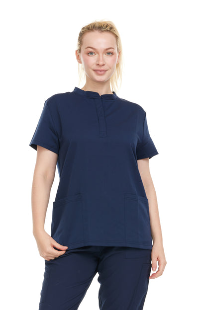 Ellen Tracy Mandarin Collar Scrub Top ET2001