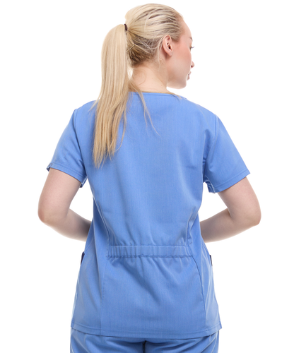 Contrast Mock Wrap Fashion Scrub Top -ET2004