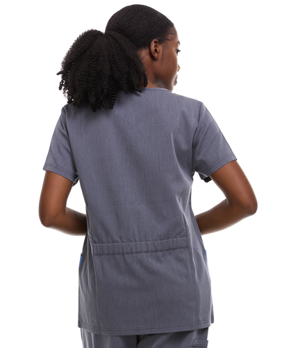 Contrast Mock Wrap Fashion Scrub Top -ET2004