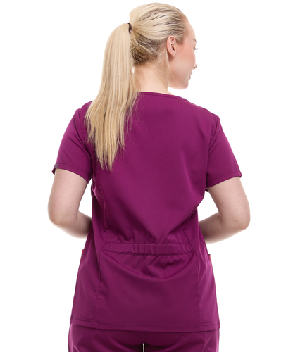 Contrast Mock Wrap Fashion Scrub Top -ET2004