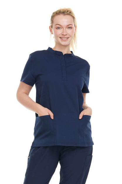 Ellen Tracy Mandarin Collar Scrub Top ET2001