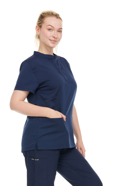 Ellen Tracy Mandarin Collar Scrub Top ET2001