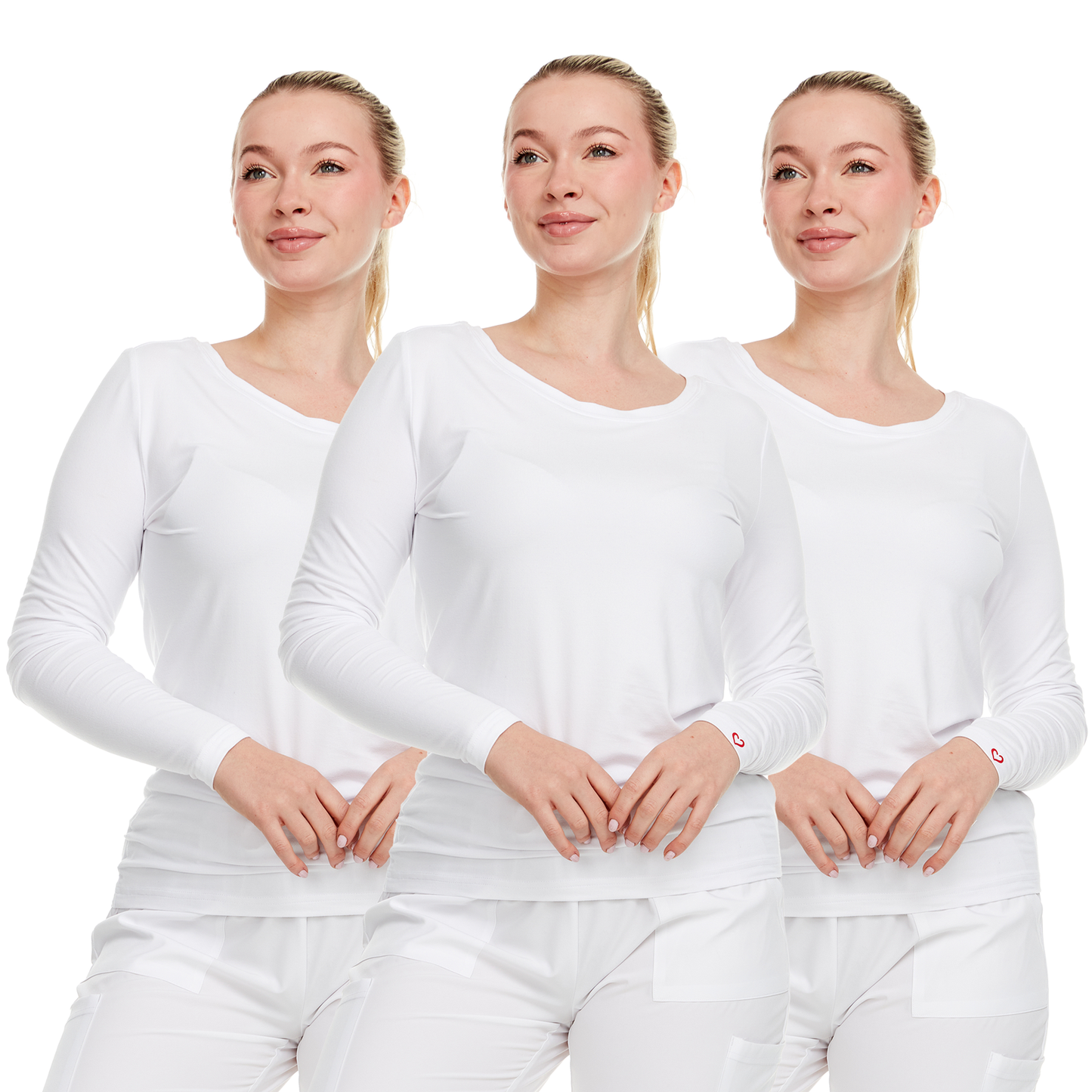 Heal Wear Scrubs for Women -  (3 packs) Long Sleeve Comfort Under Scrub Tee