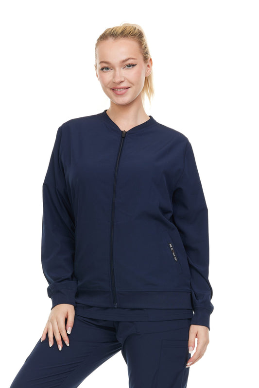 Heal+Wear Modern Women Warm Up Scrub Jacket Zip Front - DDJ008