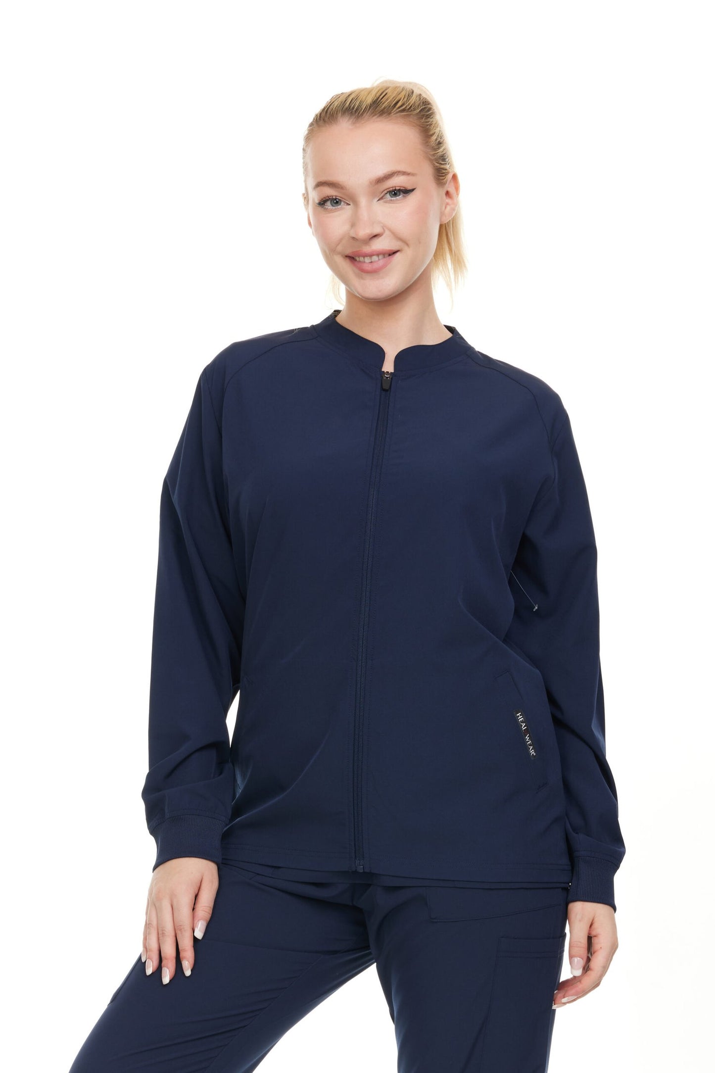 Heal+Wear Modern Women Warm Up Scrub Jacket Zip Front - DDJ010