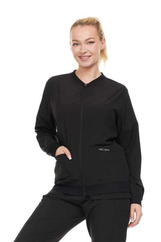 Heal+Wear Modern Women Warm Up Scrub Jacket Zip Front - DDJ011